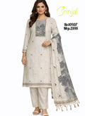 Brinjal Classic Ivory Chanderi Cotton Suit Set