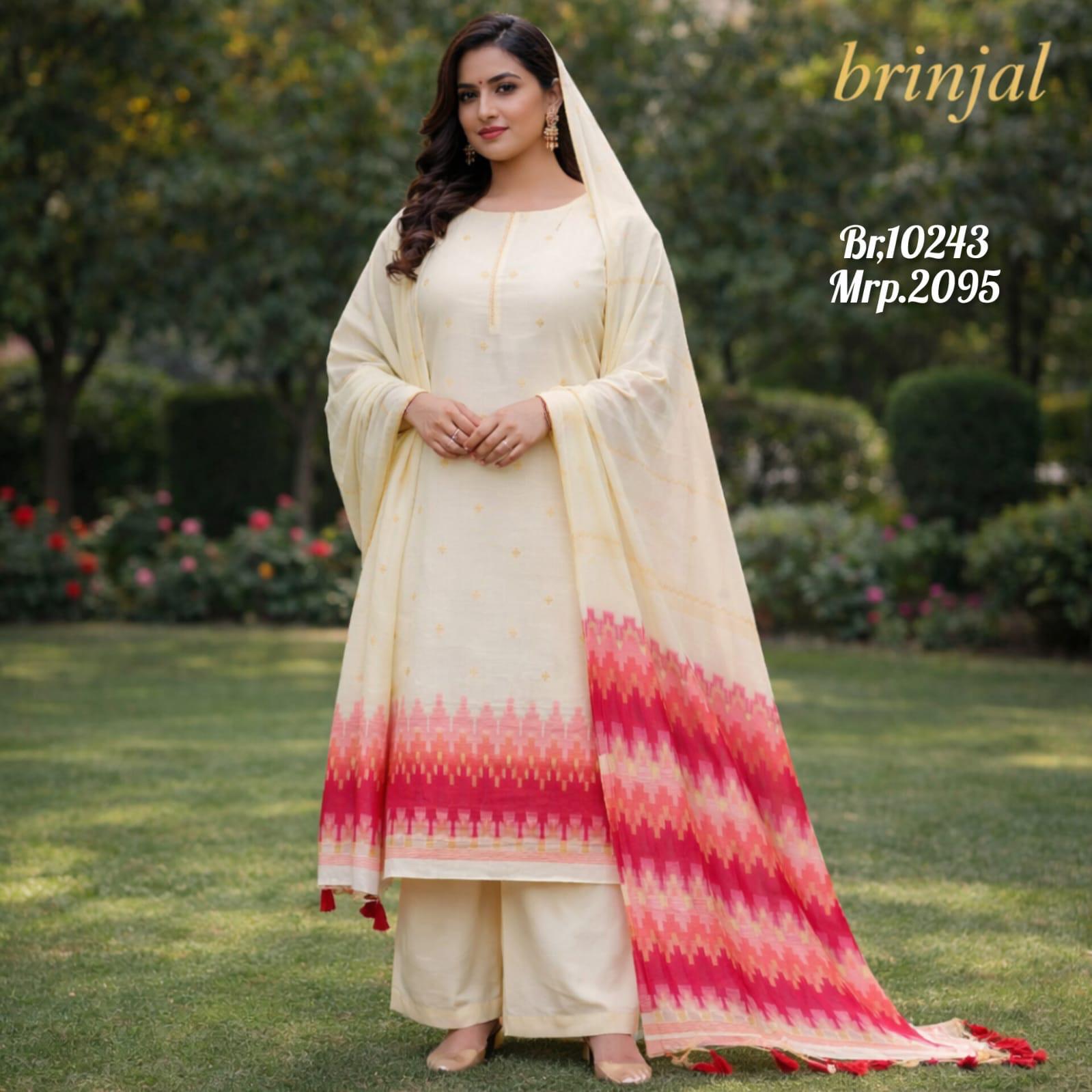 Brinjals Elegant Chanderi Cotton Suit Set