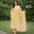 Pastel Yellow Chanderi Cotton Unstitched Suit Set