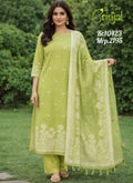 Olive Green Chanderi Cotton Suit