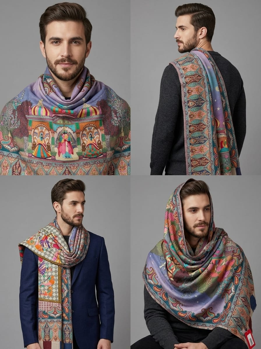 Pure silk by wool shawl