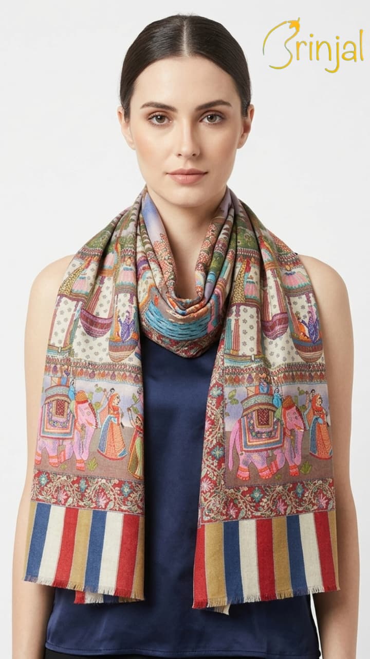 Pure silk by wool shawl