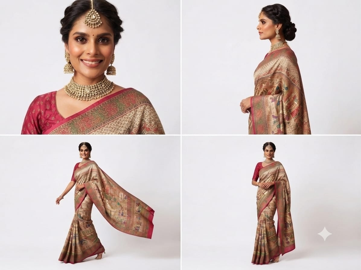 Woven Silk Kalamkari Story Saree