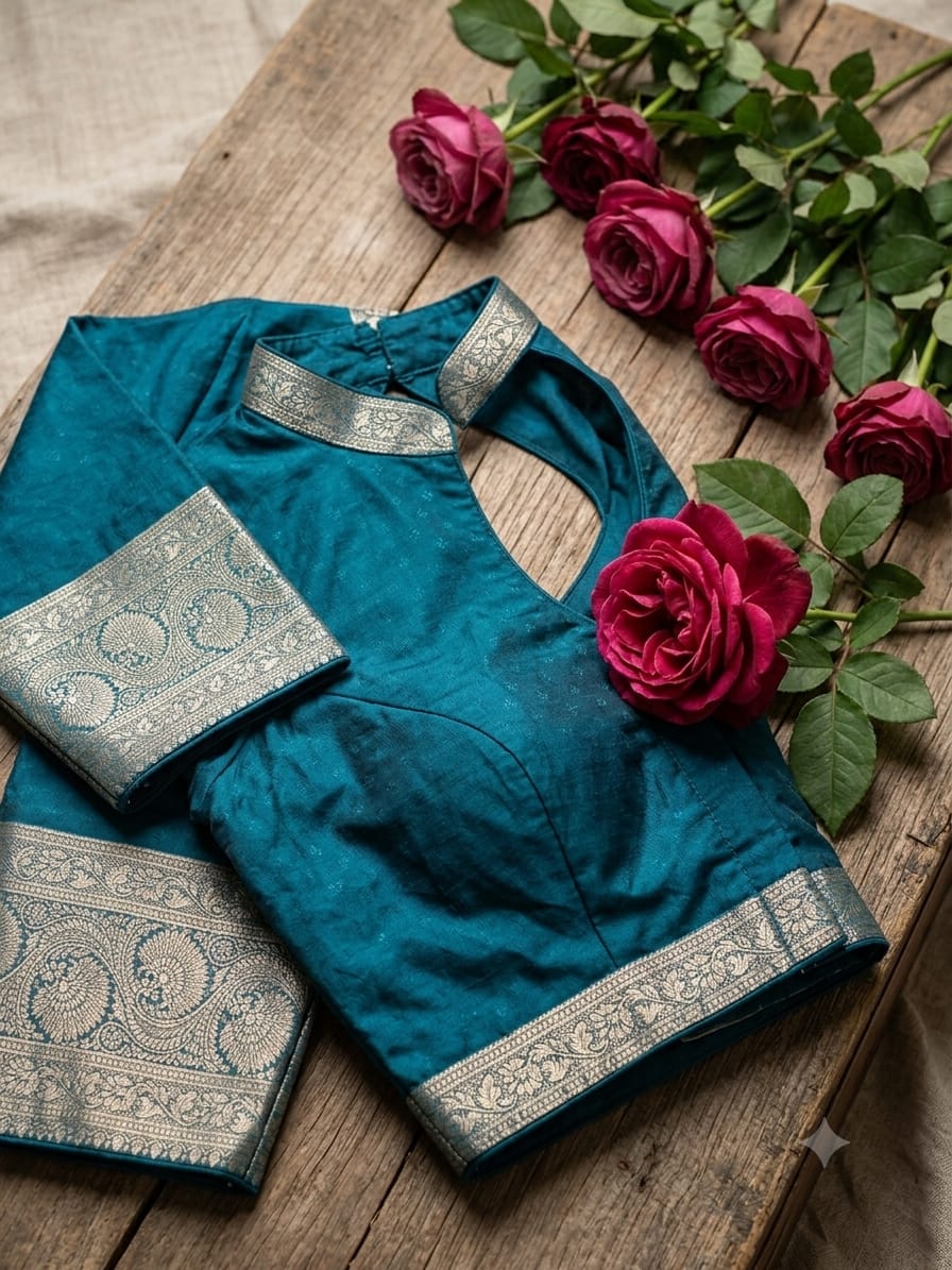 Royal Teal Woven Banarasi Silk Saree