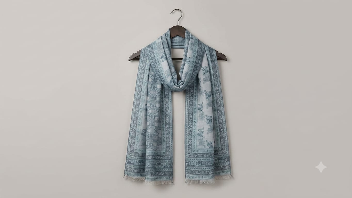 Woven Cotton Silk Suit Set in Dusty Blue