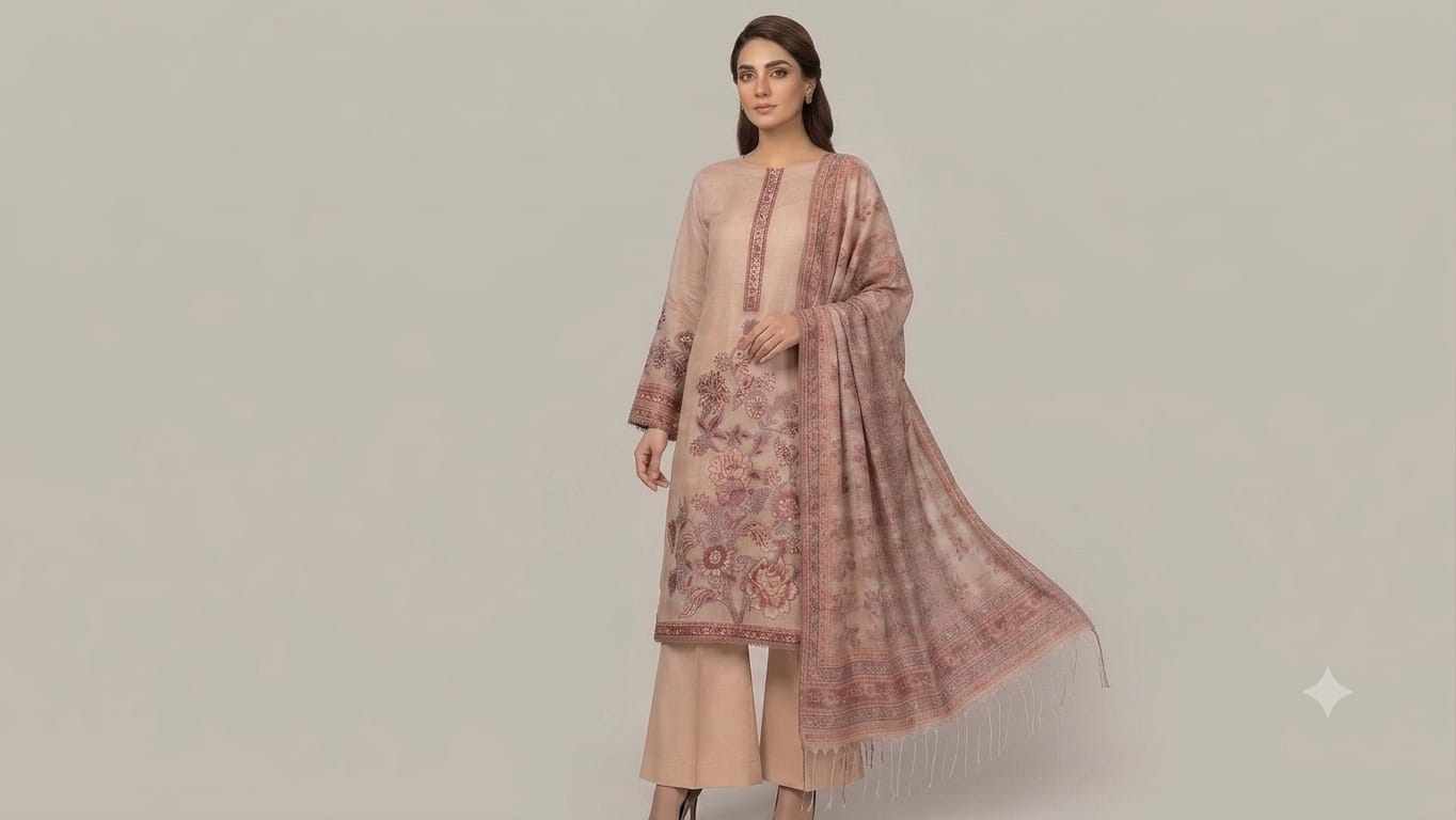 Woven Cotton Silk Suit Set in Dusty Blue