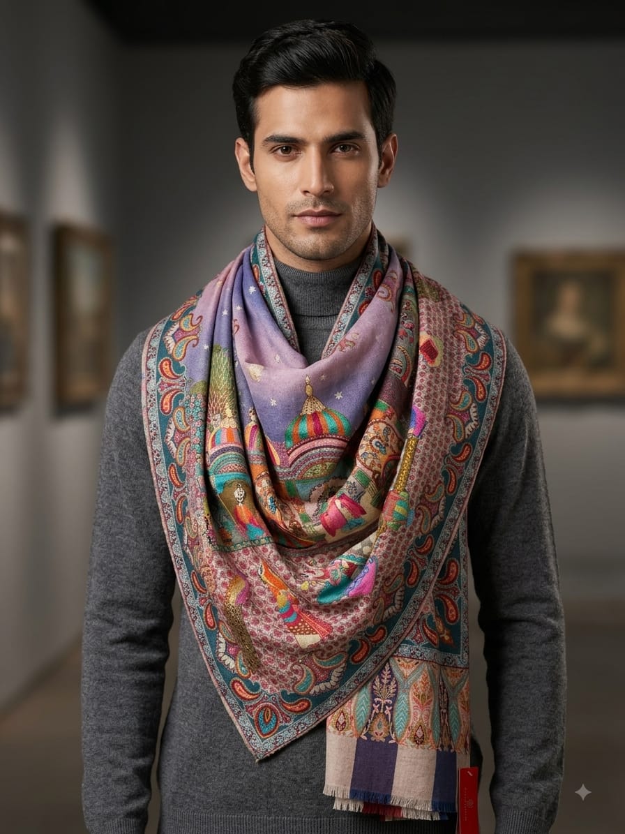 Pure silk by wool shawl