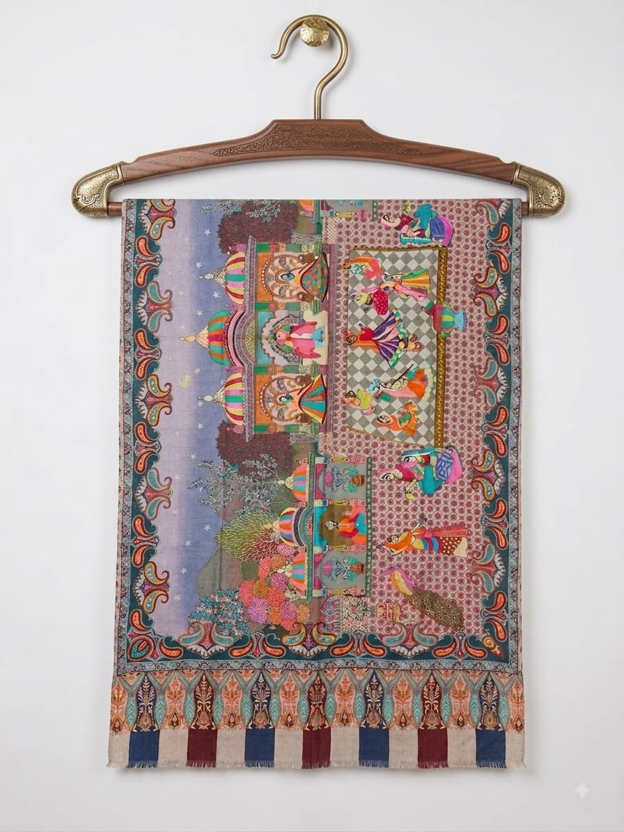 Pure silk by wool shawl