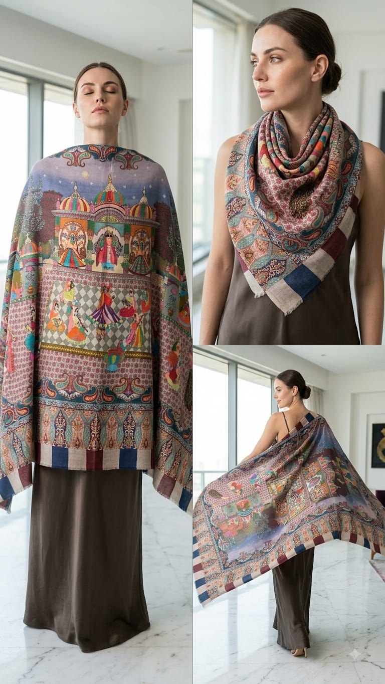 Pure silk by wool shawl