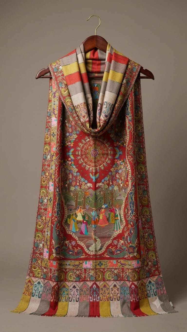 Pure silk by wool shawl