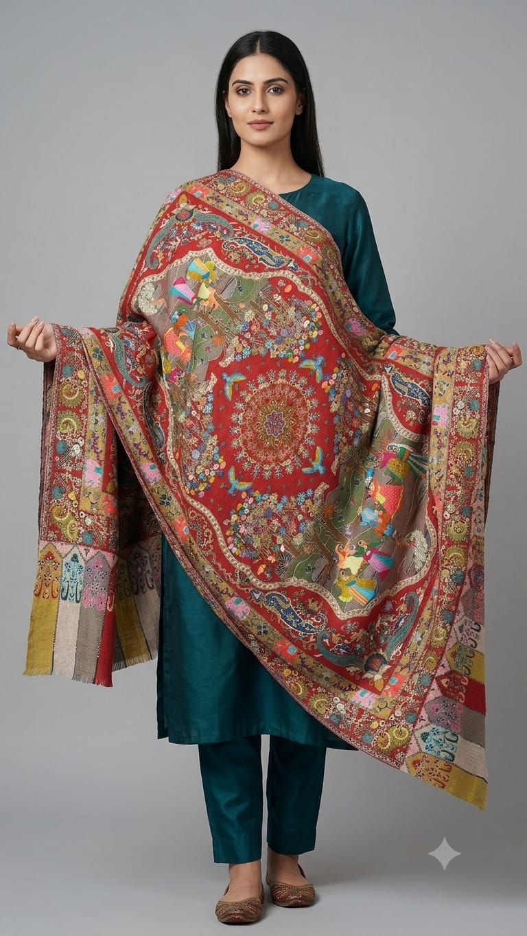 Pure silk by wool shawl