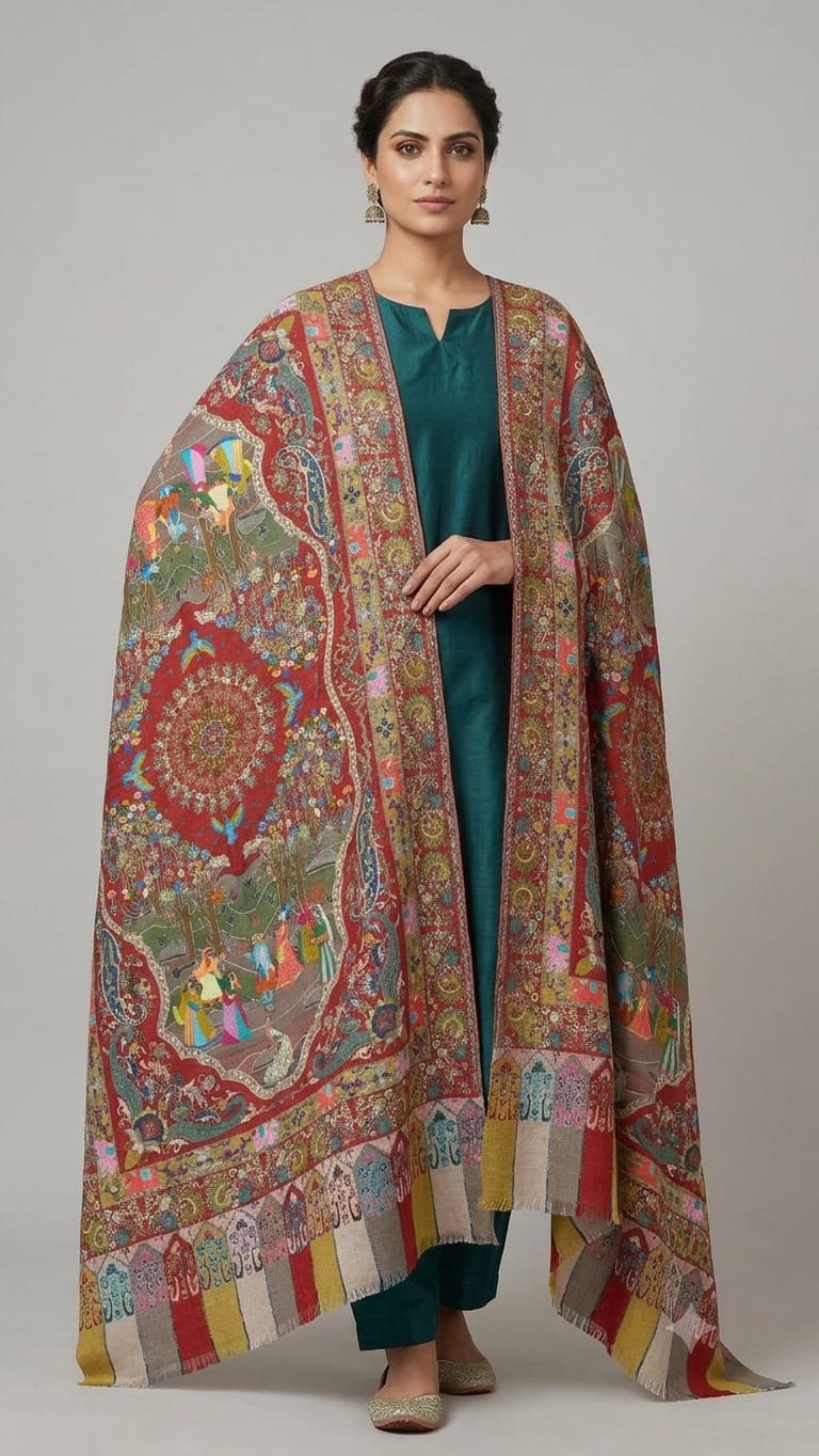 Pure silk by wool shawl